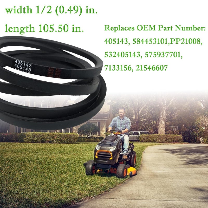 IKSI 405143 Deck Drive Belt for 46" AYP/Poulan/Husqvarna/Craftsman, Replaces 405143/532405143/ 21546607/584453101 - Image 2